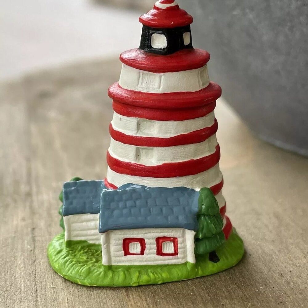 Vintage Hand painted Pewter Lighthouse Thimble